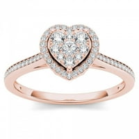 1 4ct TW dijamant 10k prsten za verenički oreol u obliku ružičastog zlata u obliku srca