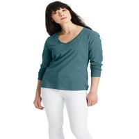 Hanes Originals ženska pamučna majica s V izrezom s dugim rukavima, veličine XS-XXL