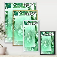 Designart' Tropical Palm Green Leaves Under White Rectangle ' Nautical & Coastal Framed Canvas Wall Art Print
