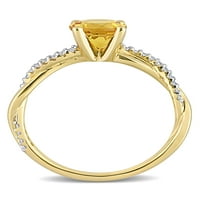 Carat T. G. W. citrin i Carat T. W. Diamond 14kt Crossover zaručnički prsten od žutog zlata