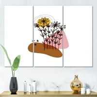 Designart 'Abstract Flowers Plants With Elementary Shapes I' Modern Canvas Wall Art Print