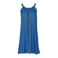 Ljetne haljine za žene Ženska ljetna seksi haljina za haljinu bez rukava od pune košulje bez rukava Plava