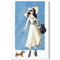 Modna i Glam zidna umjetnička platna otisci odjeće 'Dog Walk Couture II' - bijela, crna
