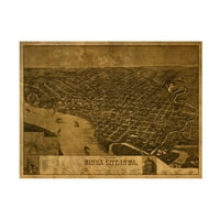 Crveni Atlas dizajnirani 'Siou City IA1888' platno Art