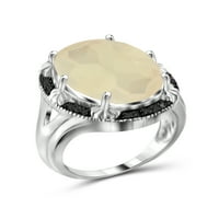JewelersClub Moonstone Prsten Birthstone Nakit-11. Carat Moonstone 0. Srebrni prsten nakit sa crnim dijamantskim