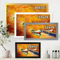 Mali čamac tokom tople i narandžaste večernje uokvirene slike na platnu Art Print