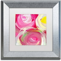 Zaštitni znak likovne umjetnosti 'ružičasti vrt krugovi kvadrat 4' Umjetnost platna Amy Vangsgard, bijeli