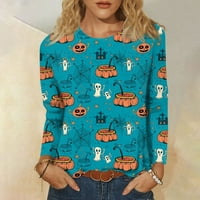 Halloween ženski modni casual dugih rukava Print Okrugli pulover za okrugli vrat Top bluza