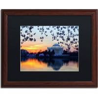 Zaštitni znak likovne umjetnosti Jefferson Memorial Sunrise platno umjetnost kateyes, crna mat, drveni okvir