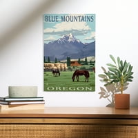 Scena plave planine, Zidni zid Oregon Birch Wood