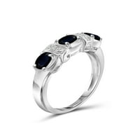JewelersClub Sapphire Prsten Birthstone Nakit-1. Carat Sapphire 0. Srebrni prsten nakit sa bijelim dijamantskim