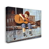 Stupell Industries Boy svirka gitara prednji trijem ljuljačka slika dizajn Jim Daly, 30 40