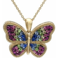 Crystal 18kt Gold-Tone Multi Butterfly privjesak, 18 lanac
