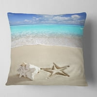 Designart Karipska plaža Starfish - jastuk za bacanje fotografije na plaži - 18x18