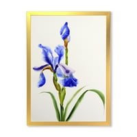 Designart' Retro Stil Cvijeta Plave Irisa ' Tradicionalni Uokvireni Umjetnički Print